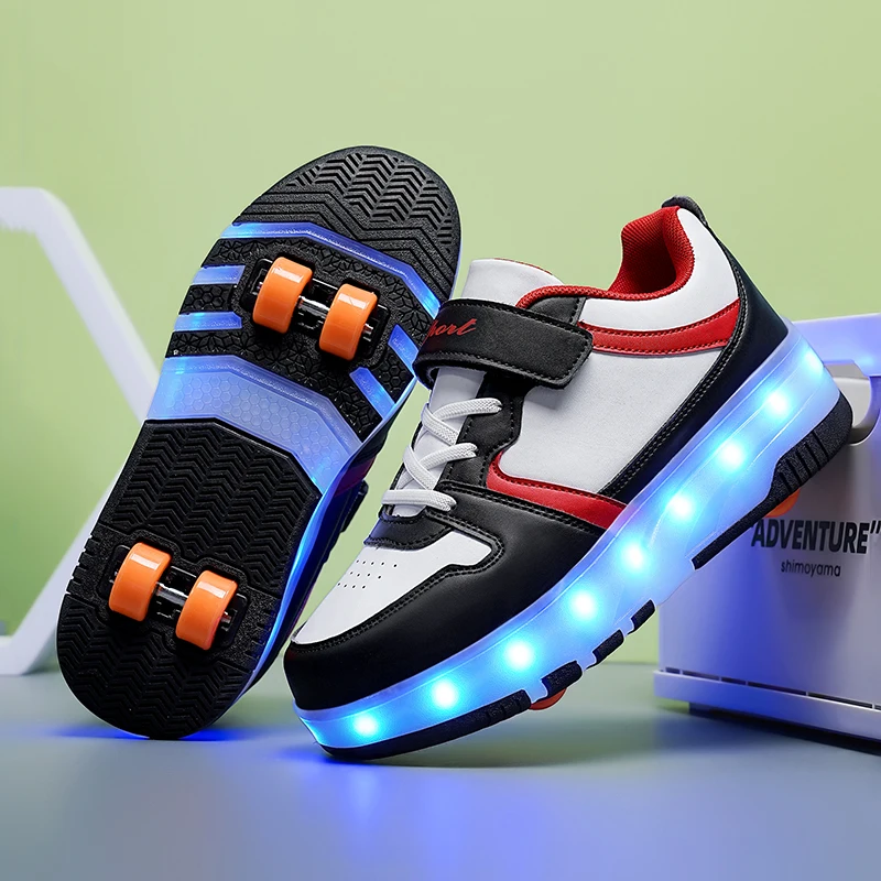 Jongens en meisjes Knipperende rolschaatsen USB oplaadbare lichtgevende casual sneakers LED-lichtwiel Outdoor sportschoenen