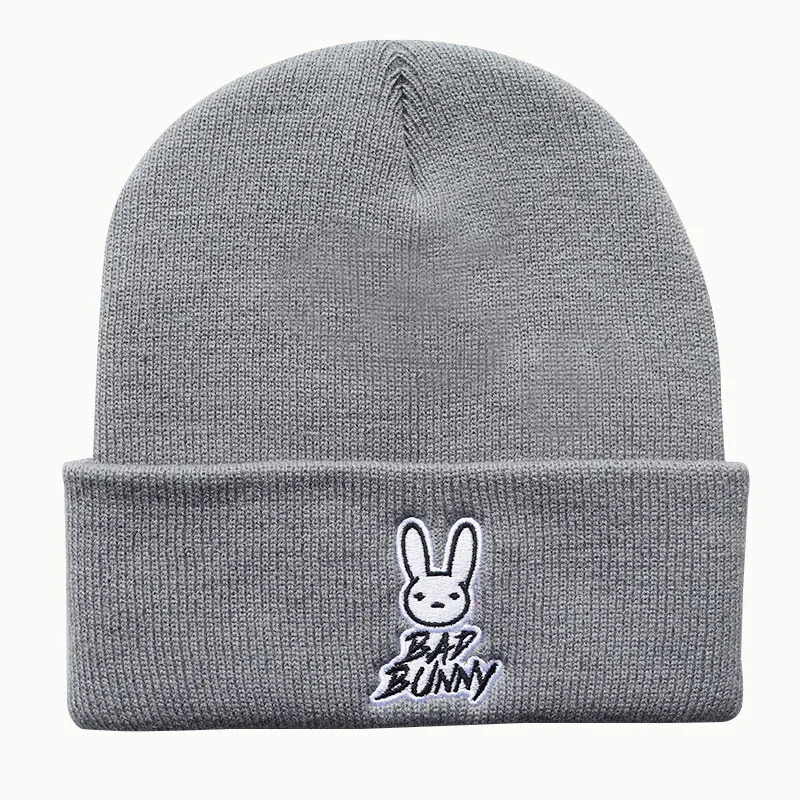 2024 New Y2K Hot Sell Men\'s And Women\'s Fall And Winter Fashion Bad Bunny Embroidered Knitted Hat Sleeve Warm Hip Hop Woolen Hat