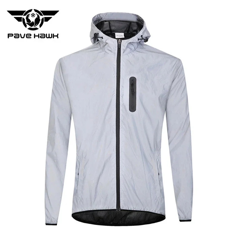 

Night Running Cycling Full Reflective Hooded Top Mesh Lining Windproof Waterproof Jacket Outdoor Hiking Camping Climbing Jackets