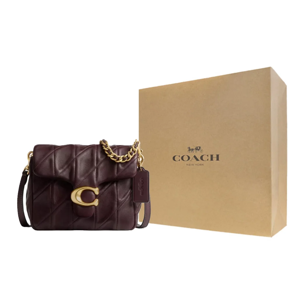 COACH Tabby Nappa Leather Crossbody Bag, Shoulder Bag Small Women's Burgundy CW628-B4MER