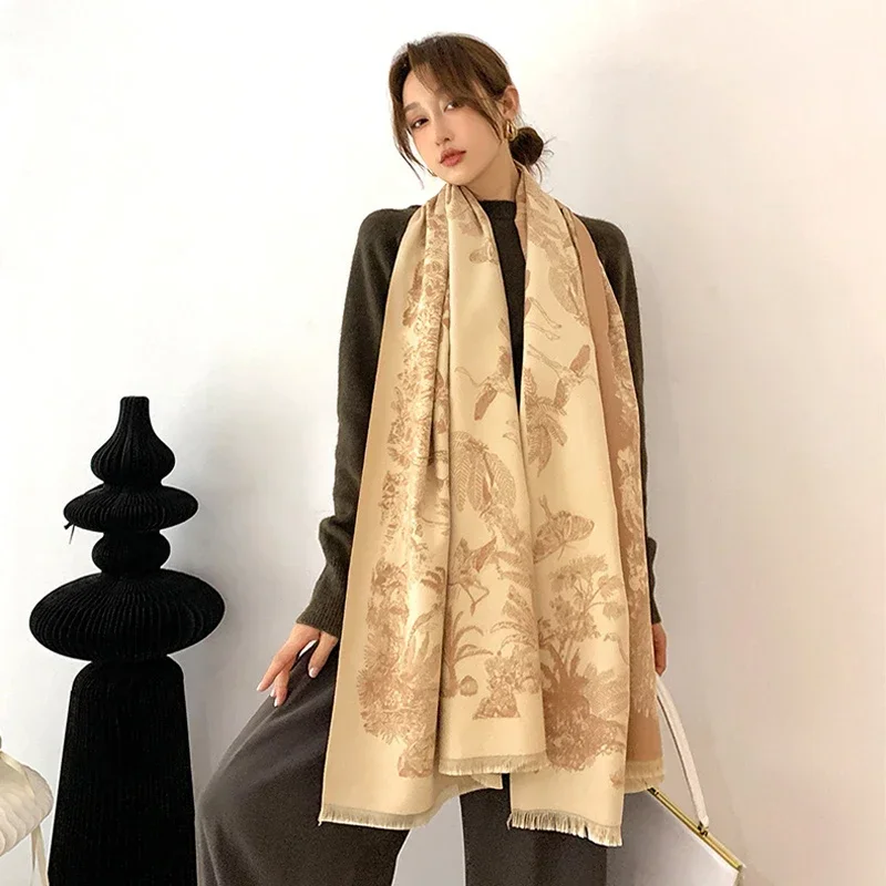 Harmony Dschungel Tier Acryl Kaschmir Schal Schal Lange Frauen Herbst Winter Warme Halstuch Casual Reise Cape Wraps