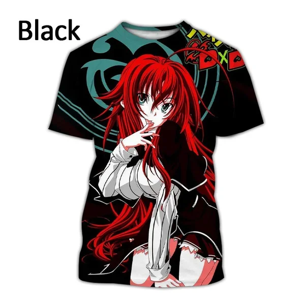 Summer Round Neck Cartoon T-Shirt Classic Anime High School DxD 3D Printing Men's Casual Unisex Harajuku Fashion Short Sleeve