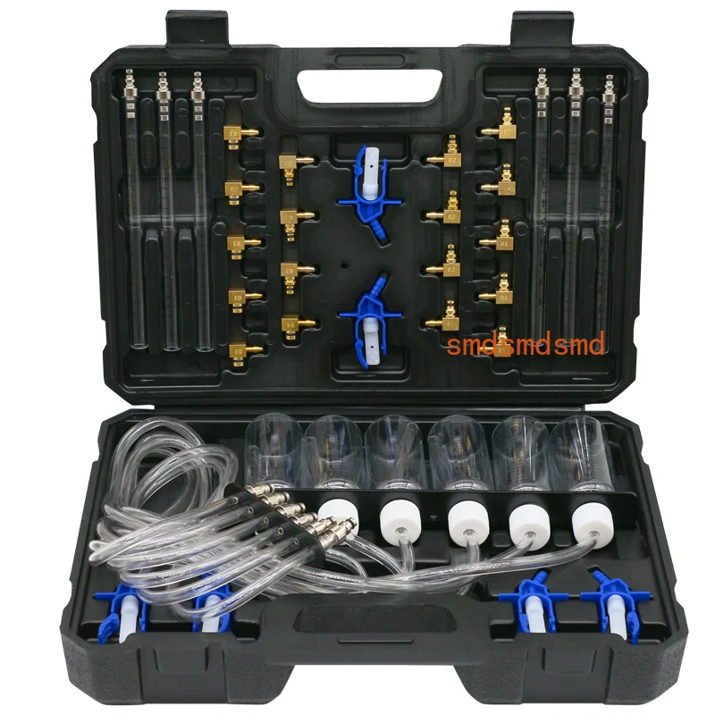 Diesel engine injector flow meter test kit 6-cylinder common rail adapter leak diagnosis kit