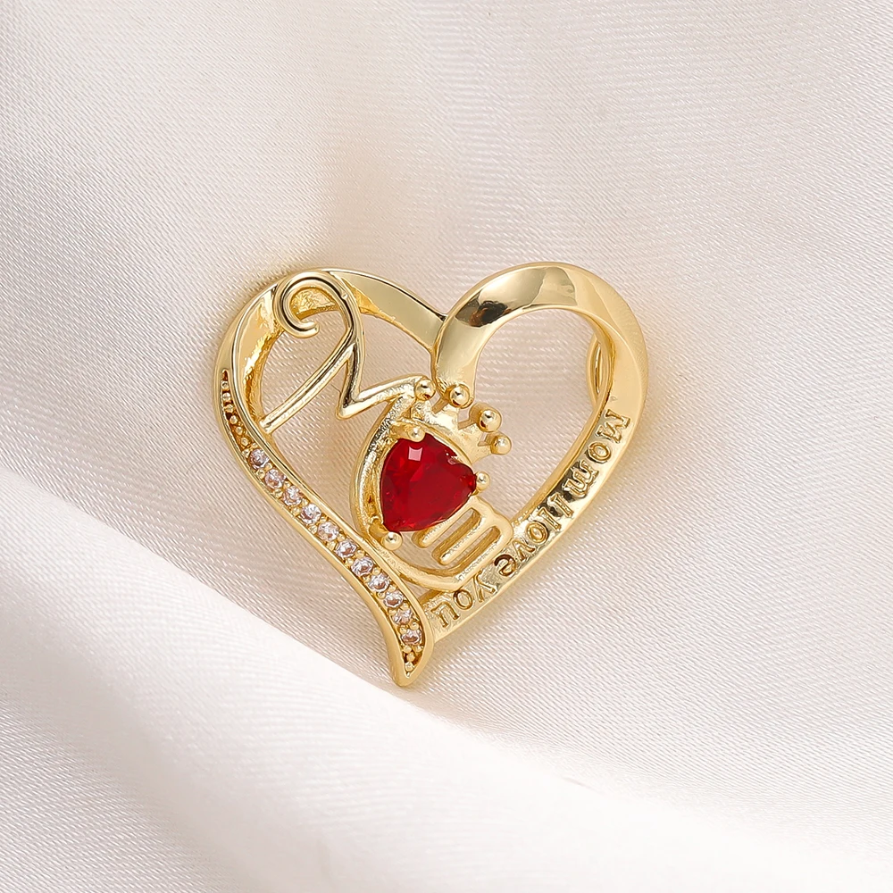 1Pcs Various 18K Gold Plated Classic Red Heart Victorian Love Zircon Charms Pendants for DIY Necklace Jewelry Making Supplies