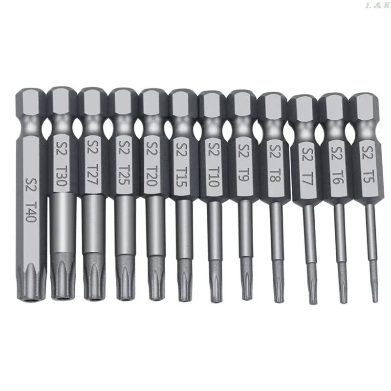 11/12 Pcs Tamper Proof Security Drill Bit Set Torx Screwdriver 1/4\