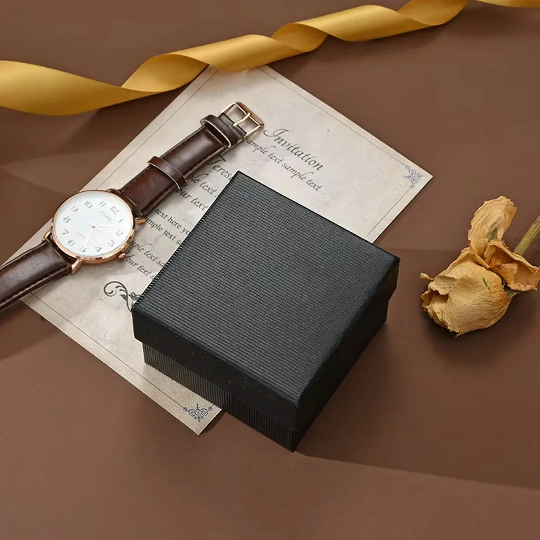 24Pcs Personalized Logo Jewelry Kraft Paper Watch Cardboard Box Accessories Gift for Necklace Ring Pendant Showcase Storage