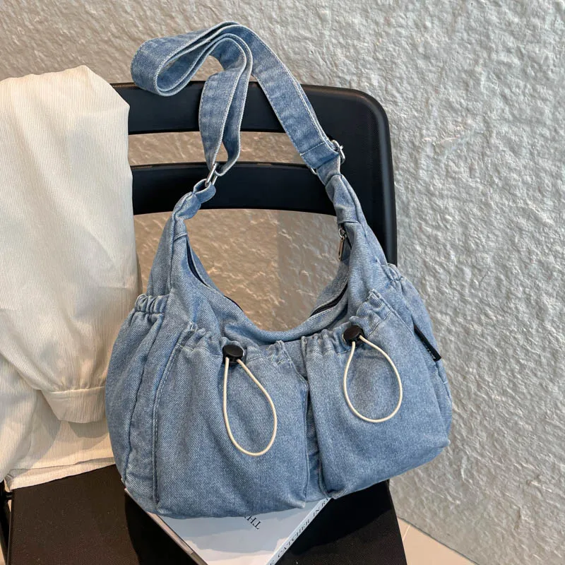 

New Fashion Women's Crossbody Bag High Quality Women's Shoulder Bag Large Capacity Tote Bag Denim Soft Fabric Women's Handbags