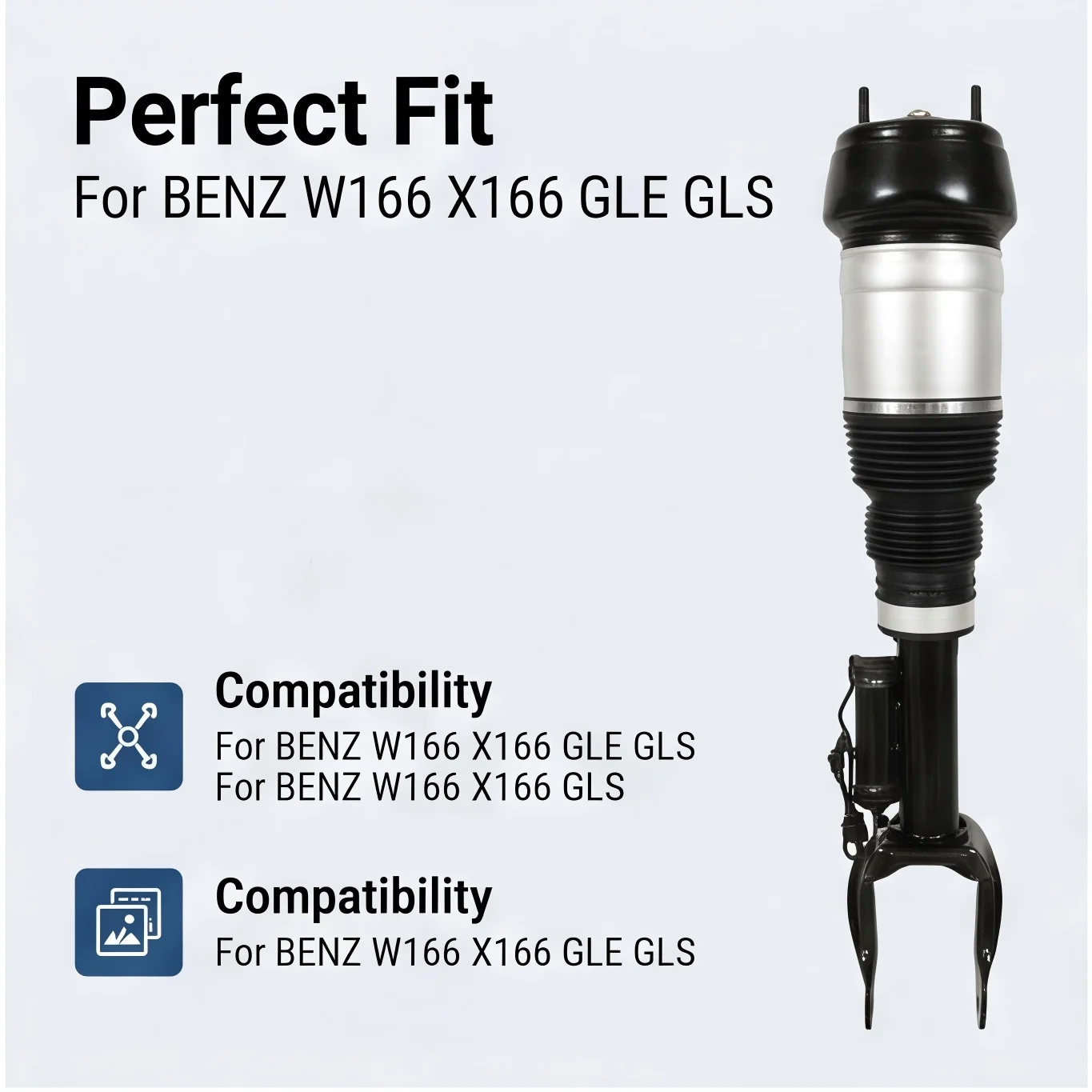 For Mercedes W166 X166 GLE GLS ML250 ML350 GL350, GL450, GL500, GL550, GL63 AMG Front Air Suspension Shock Absorber 1663201413