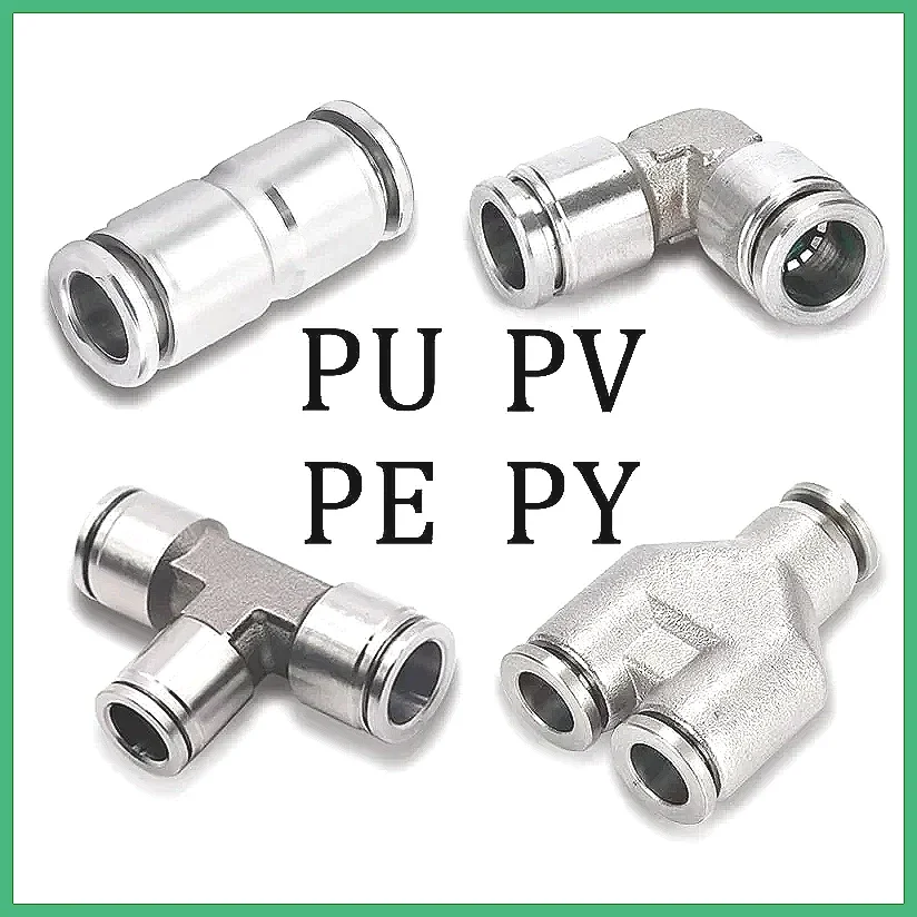 304 Stainless Steel Air Hose Fitting Quick Release Coupling Pneumatic Connector 4-12mm PU PY PE PV Tube Metal Adapter
