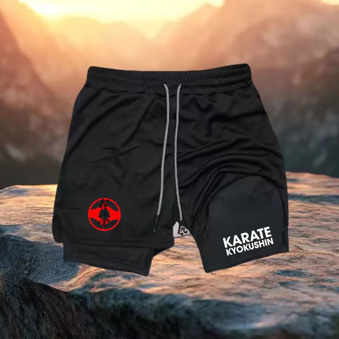 

Мужские шорты для бега, быстросохнущие, черные, двойной слой, новые спортивные шорты для тренировок, бодибилдинга и фитнеса.