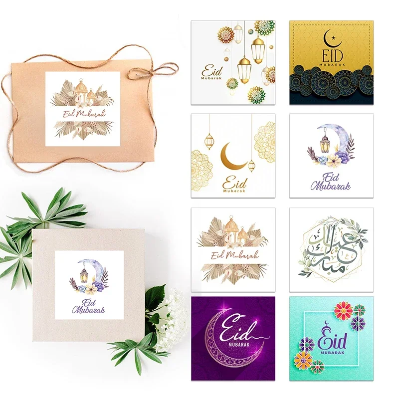 Eid Mubarak Stickers Islamic Party Favors Islamic Celebrate Holidays Eid Al-Fitr Festival Gift Packing Decor Square Stickers