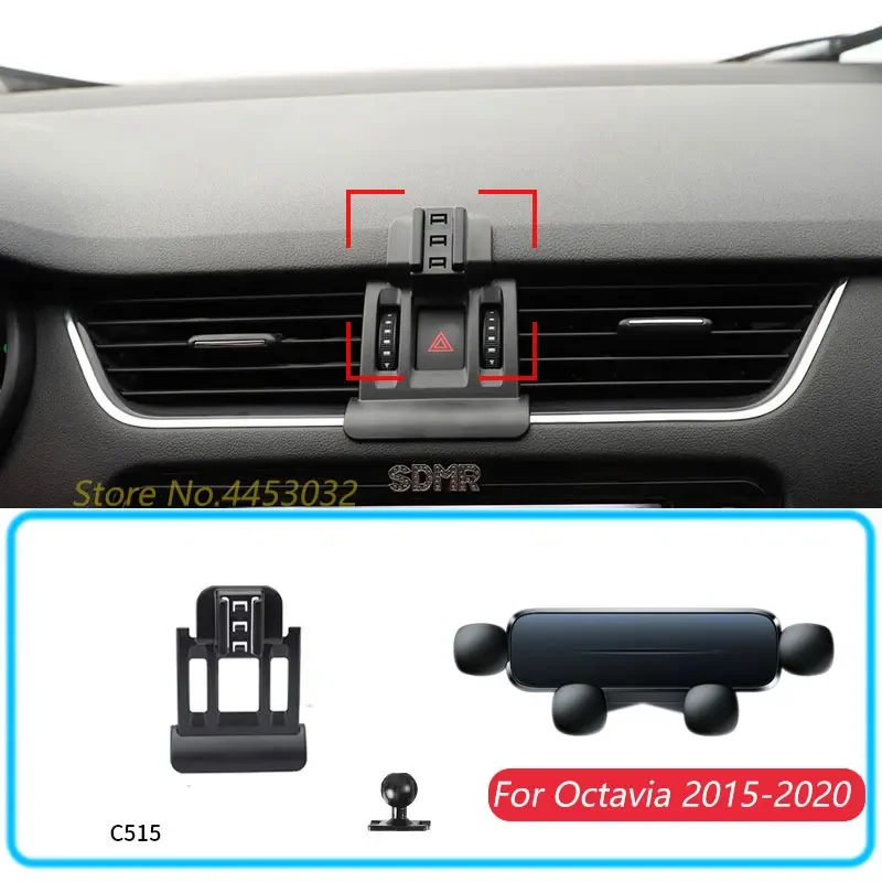 

Car Phone Holder For Skoda Octavia 5e 2015-2020 Gravity Stand Mount Support Horizontal GPS Mobile Bracket Accessories With Base