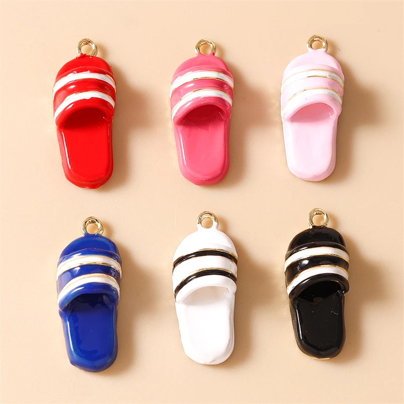 5 Stück 9x20mm Niedliche Bunte Simulations-Slipper-Anhänger für Schmuckherstellung, Halsketten, Ohrringe, Armbänder, DIY-Bastelzubehör – Detail 2