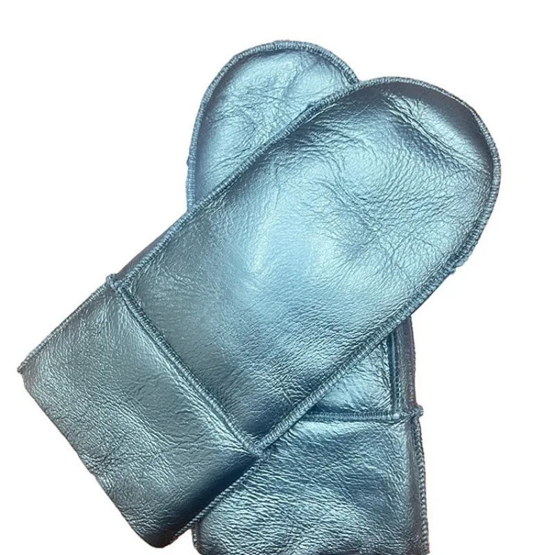 Wholesale Men's and Women's Same Autumn and Winter Warm Thickened Sheepskin Genuine Leather Fur Integrated Sheepskin Gloves