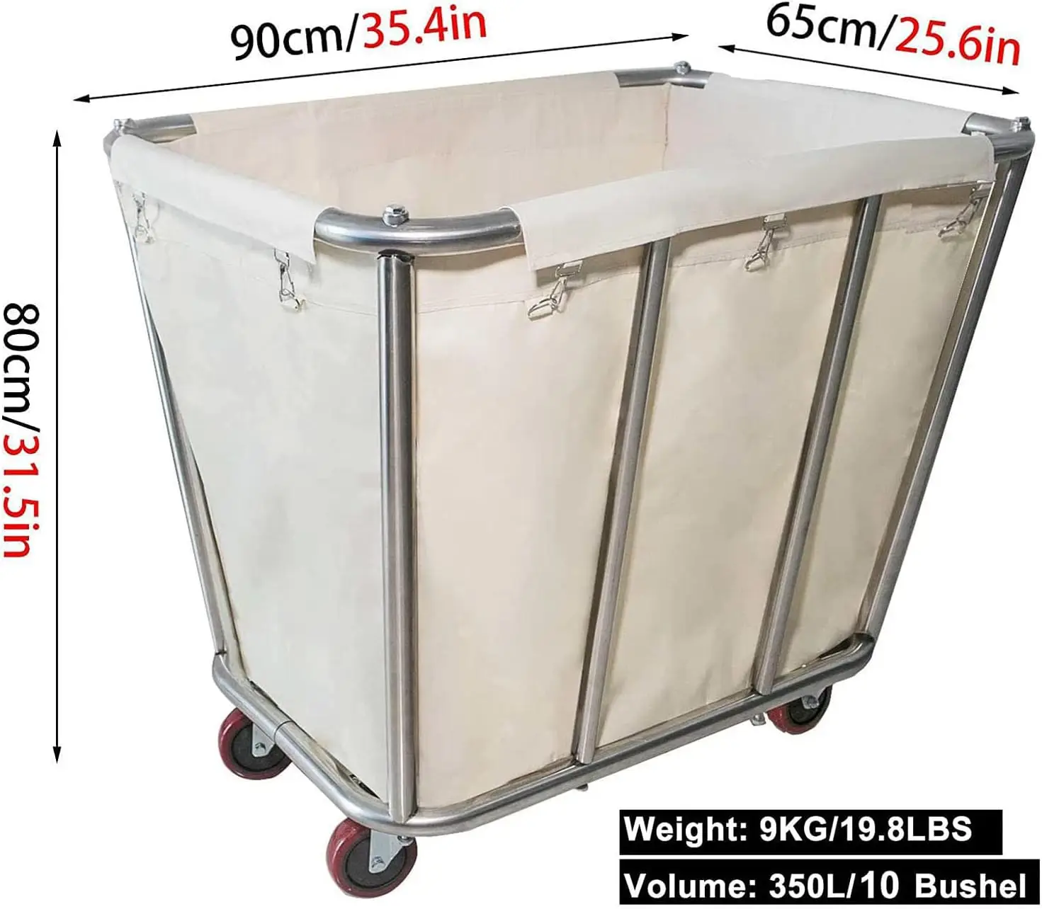 Bulk Truck Commercial,Large Stainless Steel Laundry Trolley Cart with Wheels - Heavy Duty Rolling Laundry Cart for Industrial/Ho