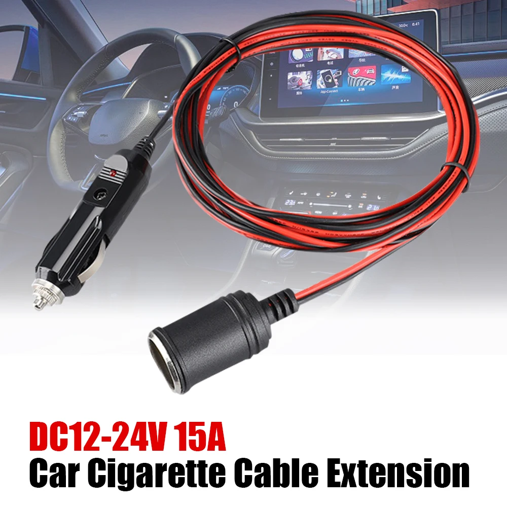 Charger Cable 3.7M Socket Plug 12V 24V Car Cigarette Lighter Extension Cord Car Splitter Auto Accessories With 15A  Fuse