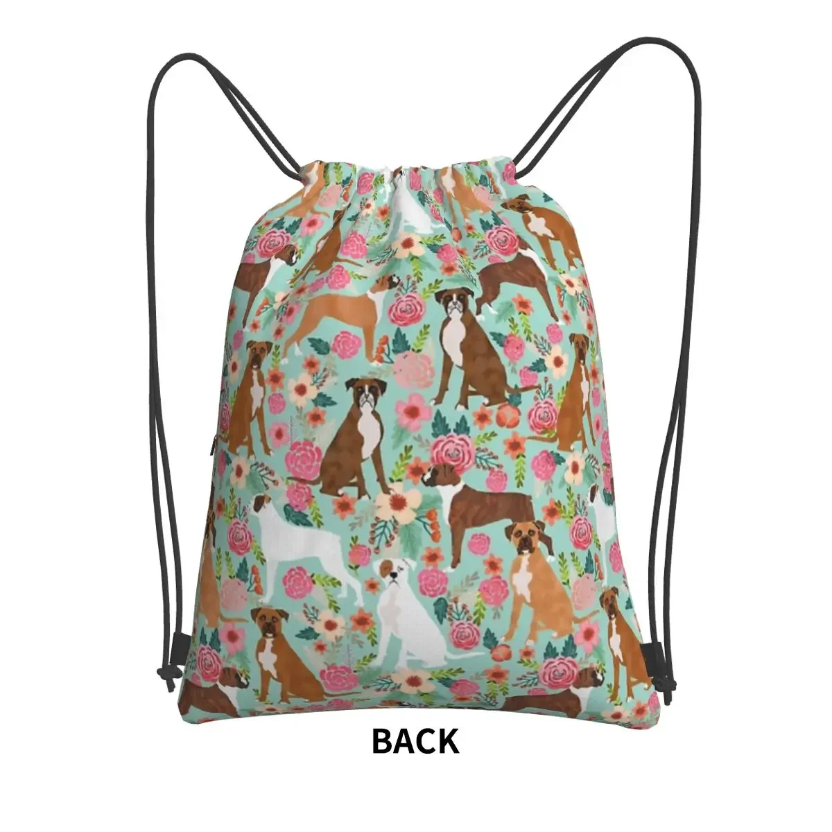 Boxer Floral Dog Breed Gifts Boxer Dogs Must Have Boxers Pet Lover Backpacks Drawstring Bag Sundries Bags For School Students