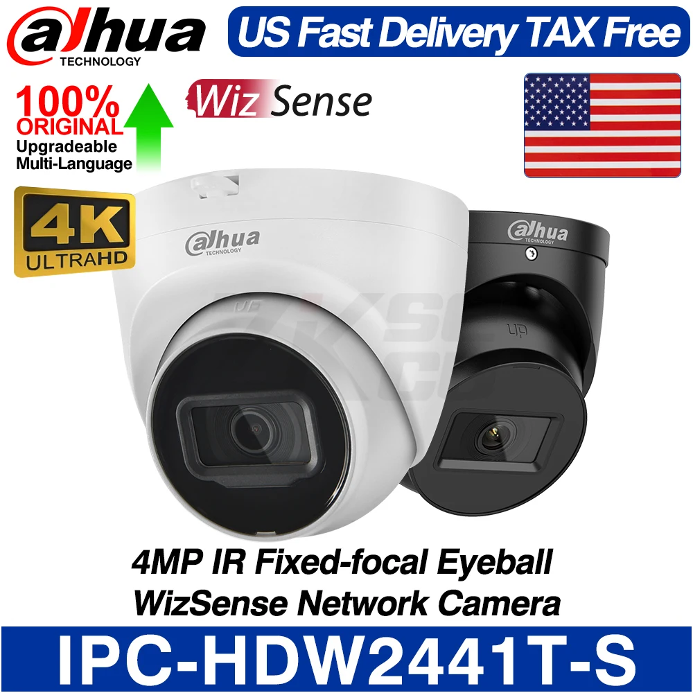 

Dahua Original IPC-HDW2441T-S 4MP 2K Eyeball WizSense Network IP Camera IR 30M built-in MIC SD Slot SMD Plus IVS POE H.265 IP67