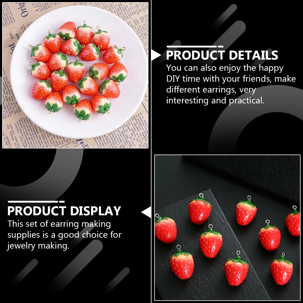 

10 Pcs Earring Accessories Resin Decorations Studs Strawberry Pendant Charm DIY Jewelry Making Supplies Gifts Pendant