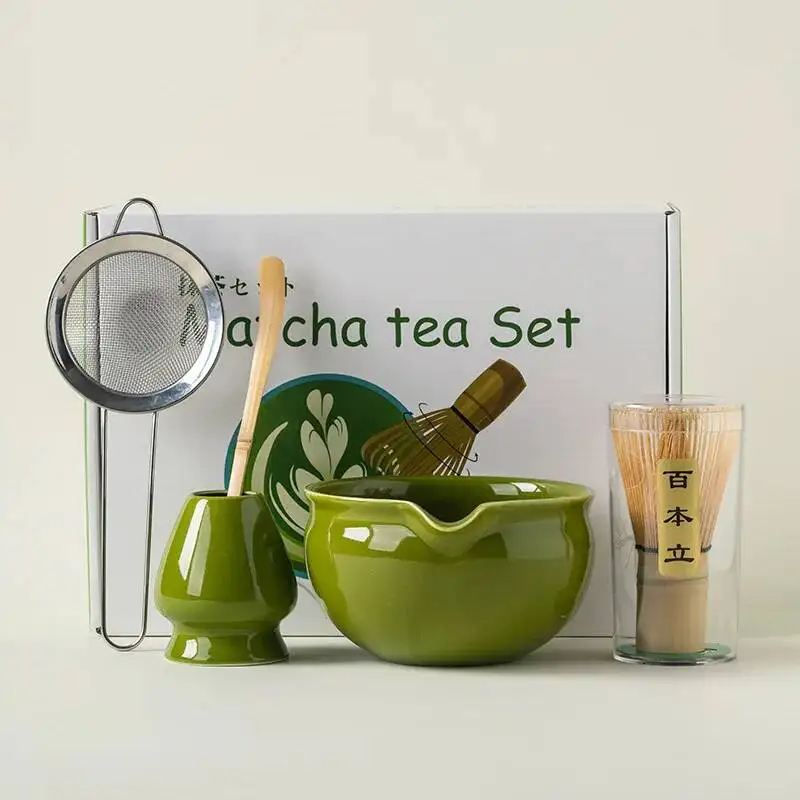 4/5/7/8PCS Japanese Traditional Matcha Set Bamboo Whisk Ceramic Bowl Japanese Making Tools Home Kitchen Gift For Tea Lovers