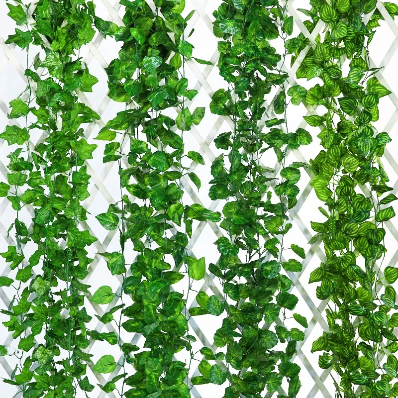 2.1M Green Ivy Leaf Hanging Vine Artificial Garland Silk Wall Plant Home Garden Decoration Wedding Party DIY Fake Wreath Leaves