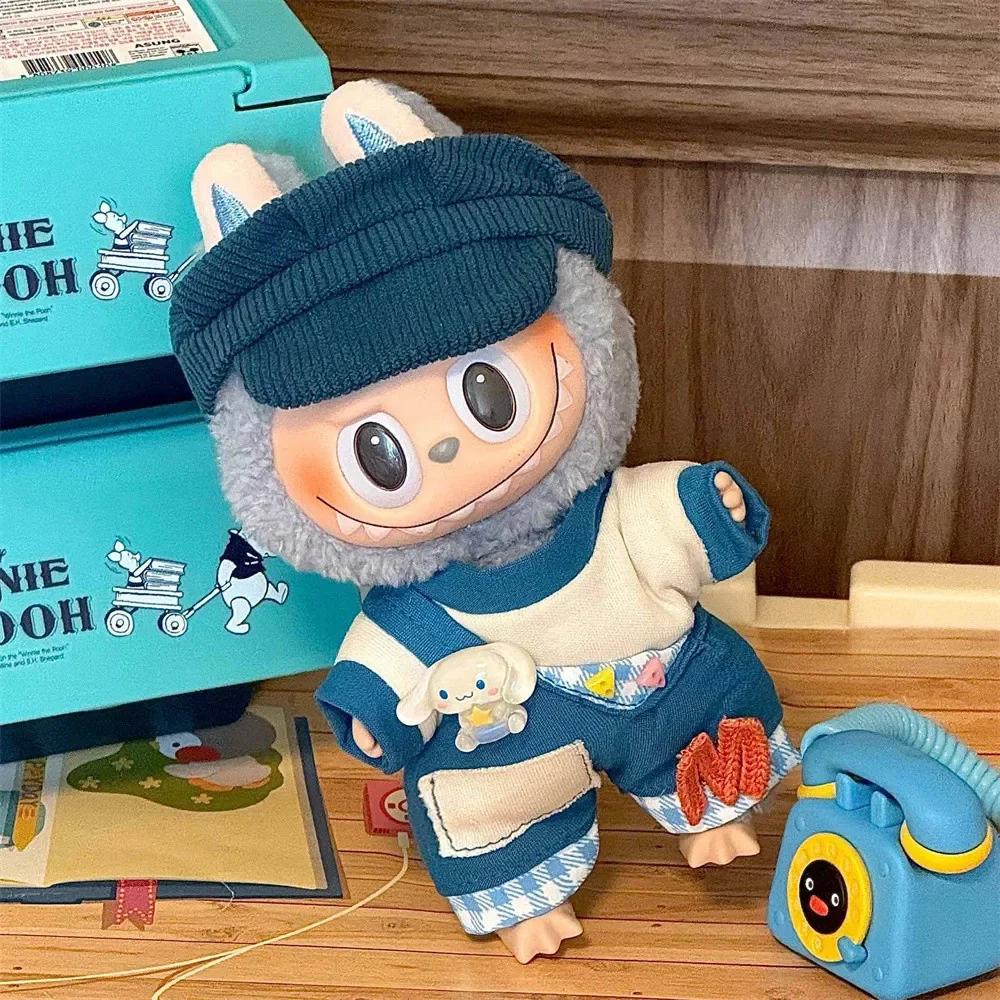 

Футболка с козырьком путешественника из мультфильма, комбинезон, стильная кукольная одежда для поколения 1/2 Labubu (без куклы)