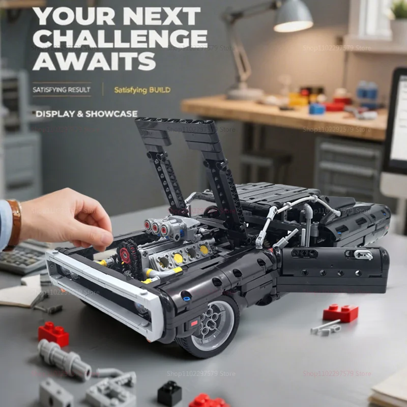 1077 قطعة نموذج سيارة رياضية للسباق الفني اللبنات المدينة الميكانيكية سرعة السيارة الخارقة الطوب لغز الكبار اللعب الهدايا