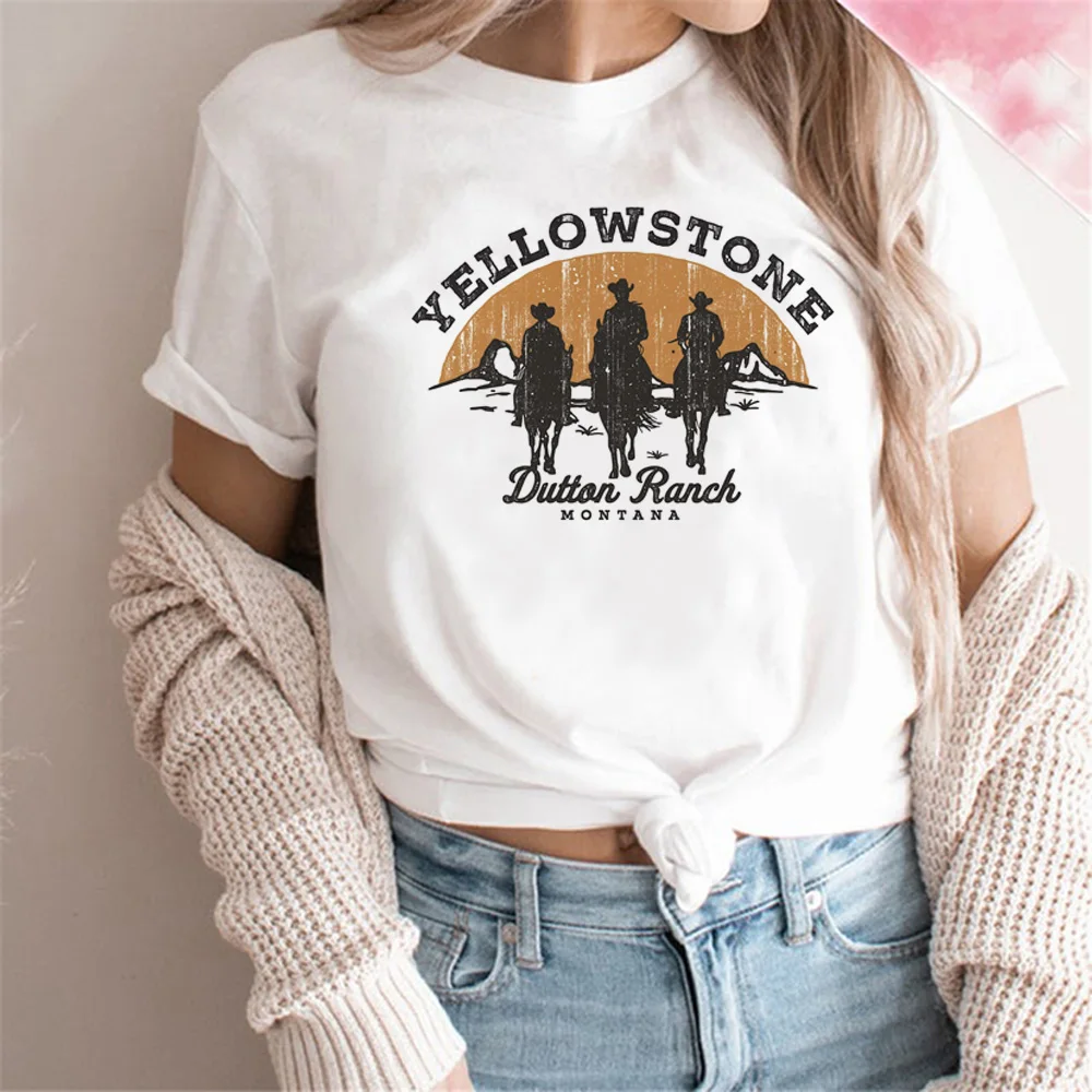 

Топ Yellowstone, женская уличная одежда, японская футболка, Одежда Манга для девушек