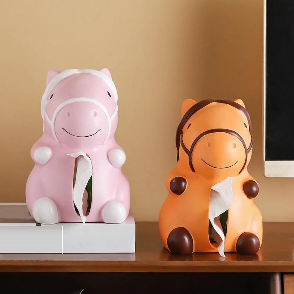 Figure Model Horse Year Tissue Box Decorative Collectible Horse Tissue Storage Box Cartoon Little Horse Model Birthday Gift