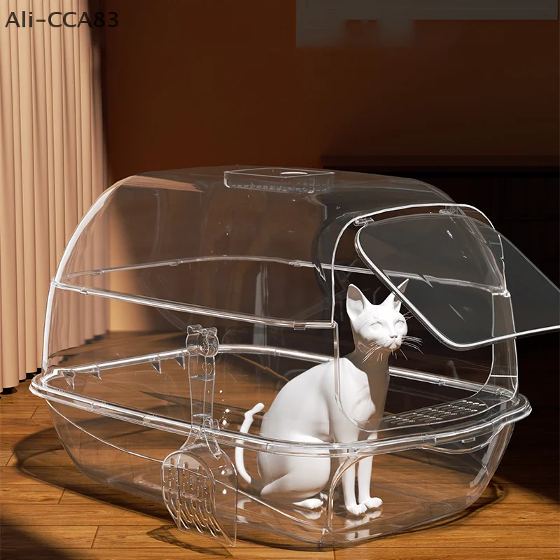 كبير PP صندوق نفايات القط مغلق بالكامل التحكم في الرائحة مرحاض القطط سهلة التنظيف مقلاة نفايات مكافحة تتبع مستلزمات الحيوانات الأليفة #3