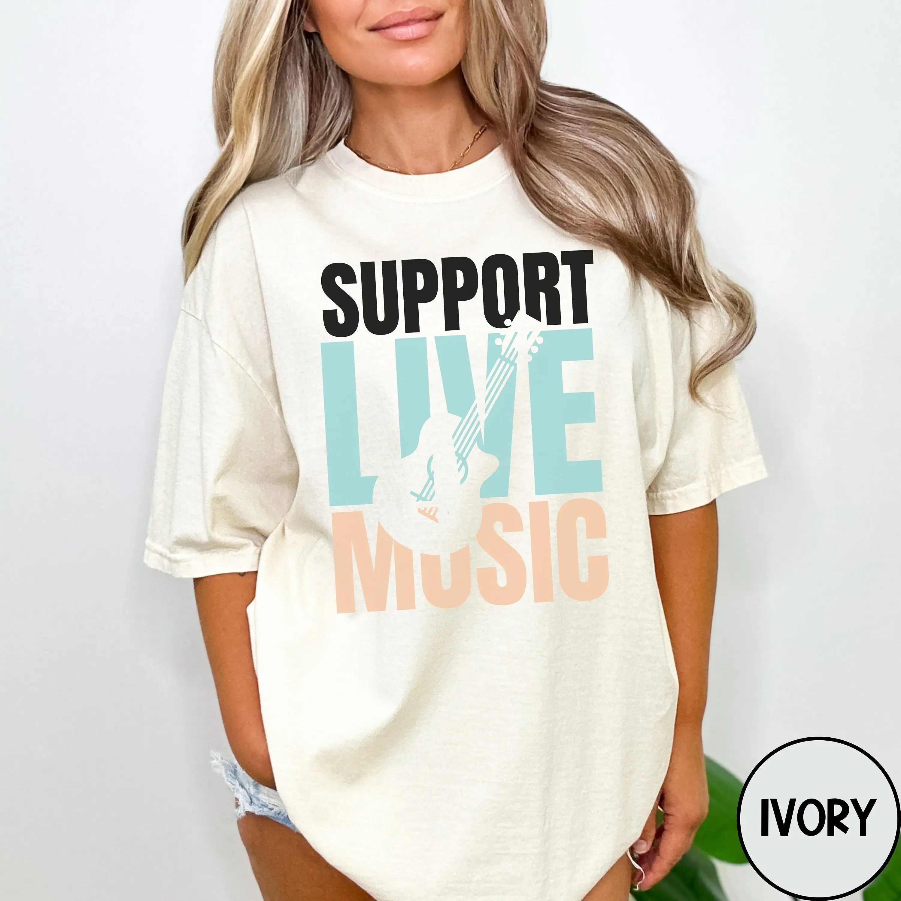 

Support Live Music T Shirt Concert Outfit Teacher Guitar Player Dj House Therapy Musician