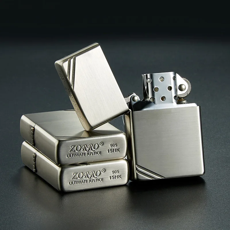 ZORRO Pure Copper Windproof Metal Personalized Creative Square Head Retro Vintage Parallel Line Kerosene Lighter