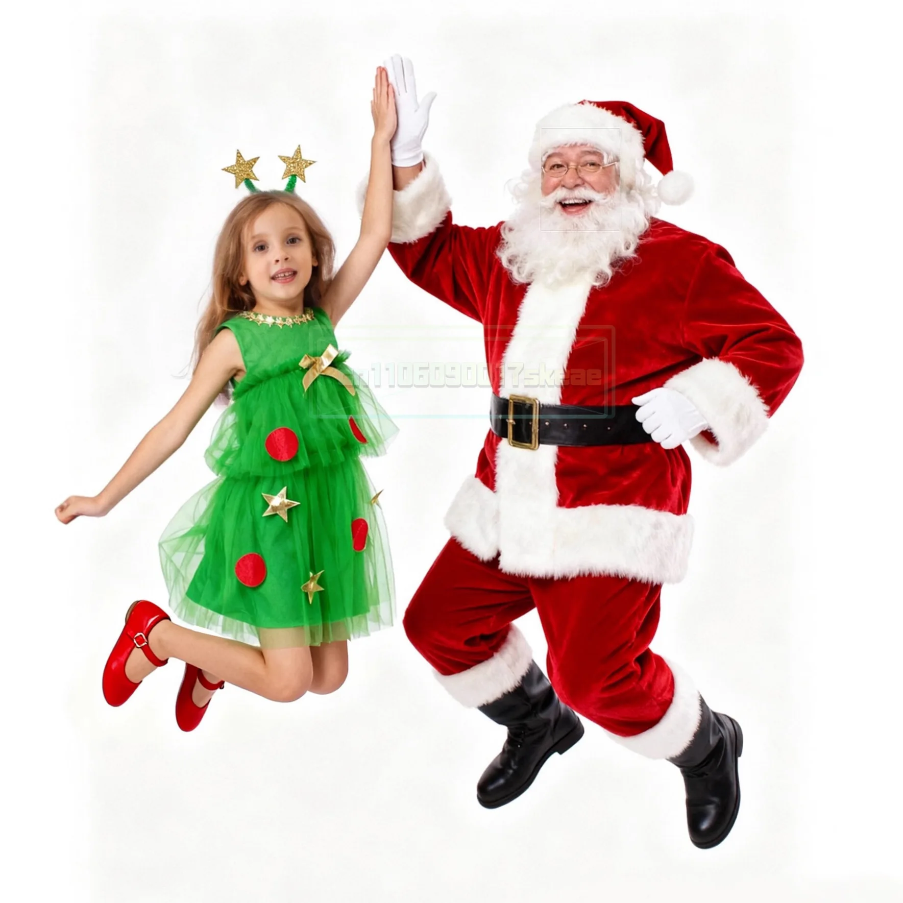 어린이용 새해 요정 의상, 여자아이용 빨간색 녹색 산타클로스 의상 세트(모자 포함), 어린이용 화려한 크리스마스 파티 드레스 세트 공연 의상