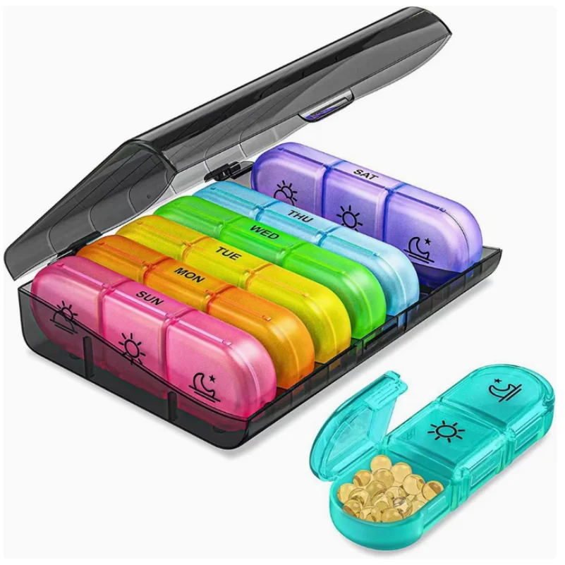 

1 Set 7 Days Weekly Pill Case Pillbox Medicine Tablet Box Portable Travel Drugs Storage Organizer Secret Compartments Pill Box