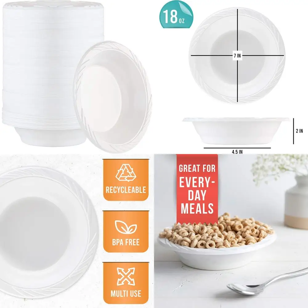 

Disposable 18 oz White Plastic Soup Bowls, 800 Count, Ideal for Parties and Catering Events