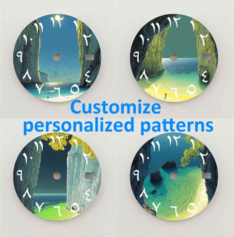 NH35 Quadrante Paesaggio Naturale Quadrante 28.5mm Numeri Arabi Quadrante NH36 Quadrante Fit NH35/6 Movimento Orologio Parti di Ricambio LOGO Personalizzato