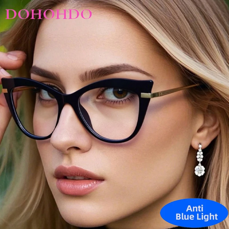 

2026 Luxury Sexy Cat Eye's Metal Anti-Blue Light Optical Glasses Men Women New Trend Brand Designer Irregular Big Frame Eyewear