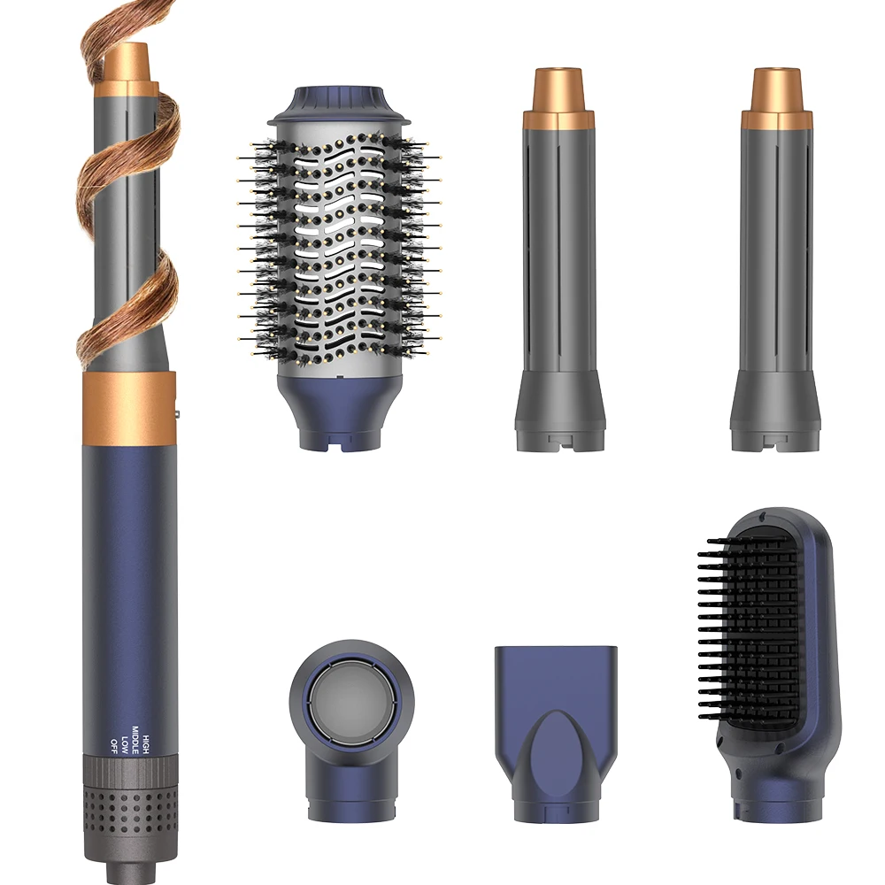 Ceramic Multi-functional 800W 6 Sets Thermal Hair Dryer Brush and Curl Brushes Hot Air Dryer Brush With One Step Settings