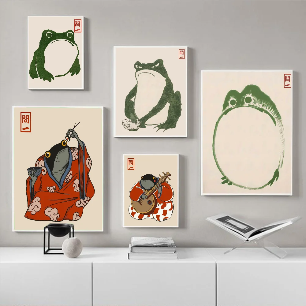 Matsumoto Hoji Frog Self-adhesive Art Poster Whitepaper Sticker DIY Room Bar Cafe Wall Decor