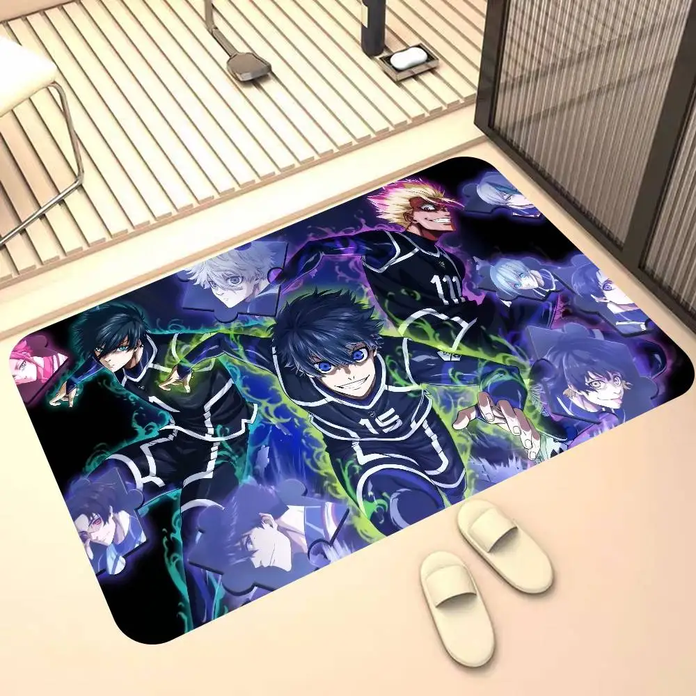 أنيمي الأزرق قفل مدخل باب حصيرة قابل للغسل عدم الانزلاق غرفة المعيشة أريكة الكراسي منطقة حصيرة المطبخ ترحيب ممسحة