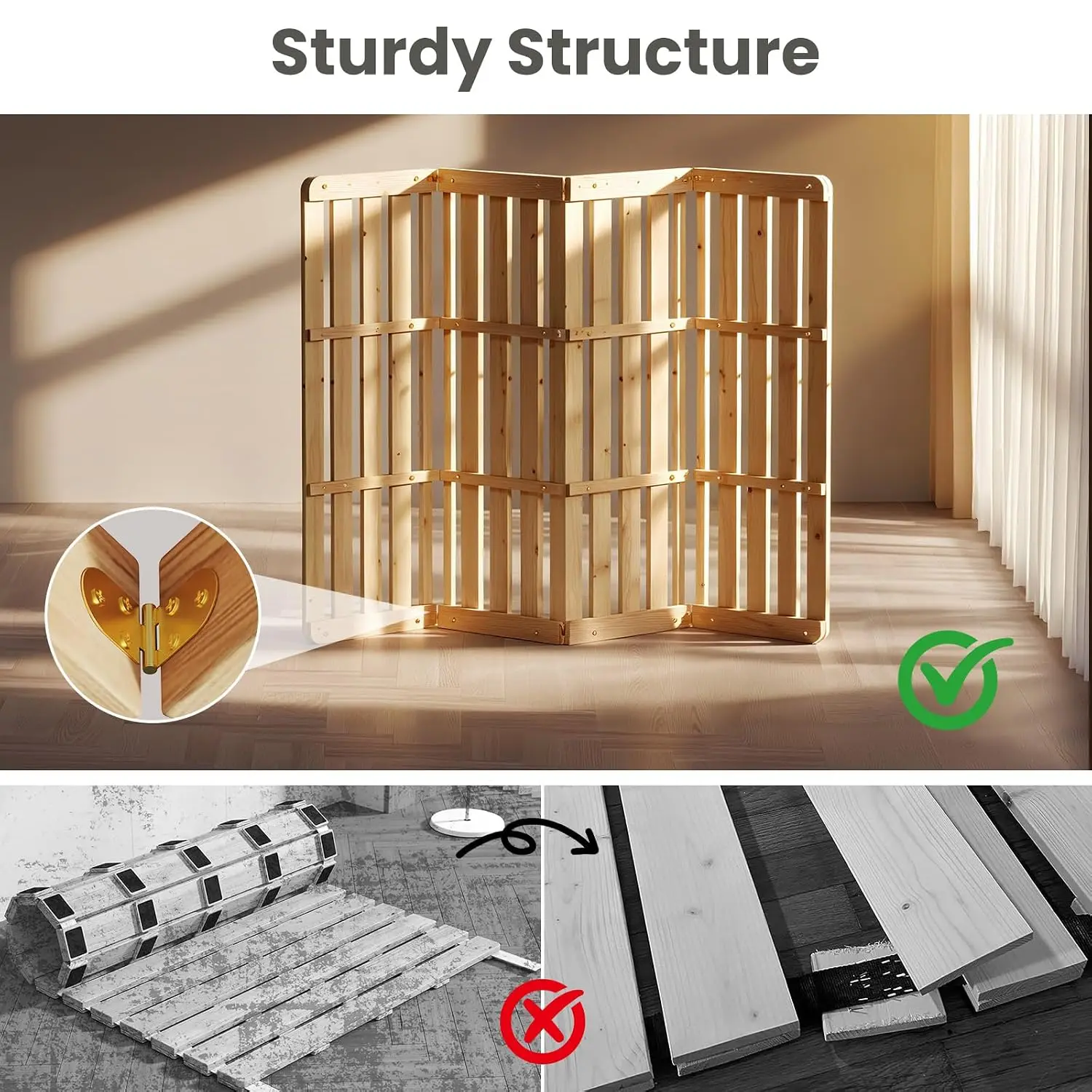 Foldable Tatami Floor Bed Frame for Futon, Solid Wood Slats Breathable Moisture-Proof Floor Sleeping, Twin 75