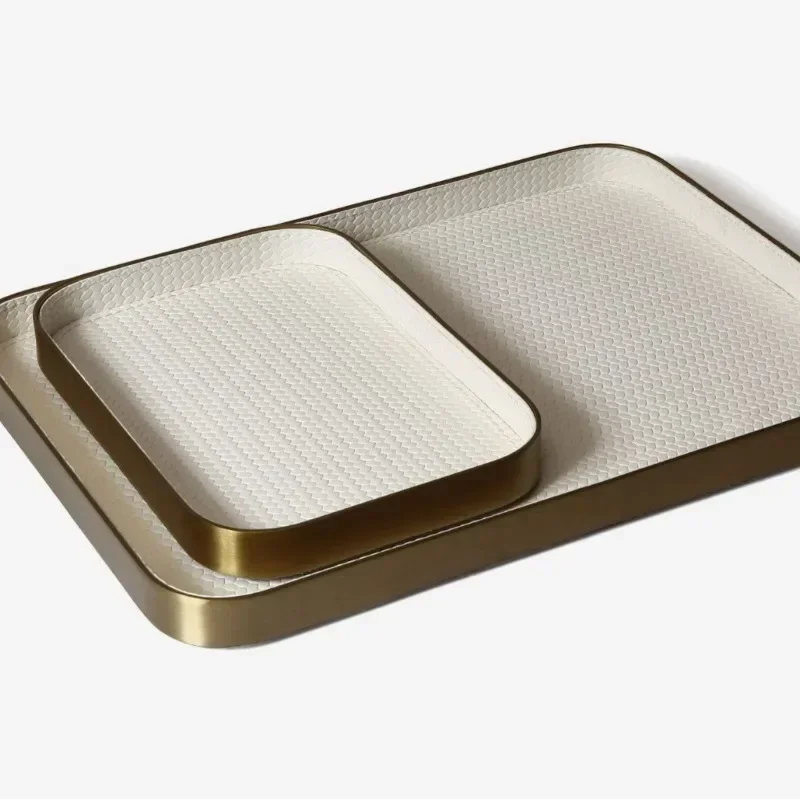 Metal leather desktop storage storage , living room coffee table set ornament, simple modern jewelry aromatherapy storage tray