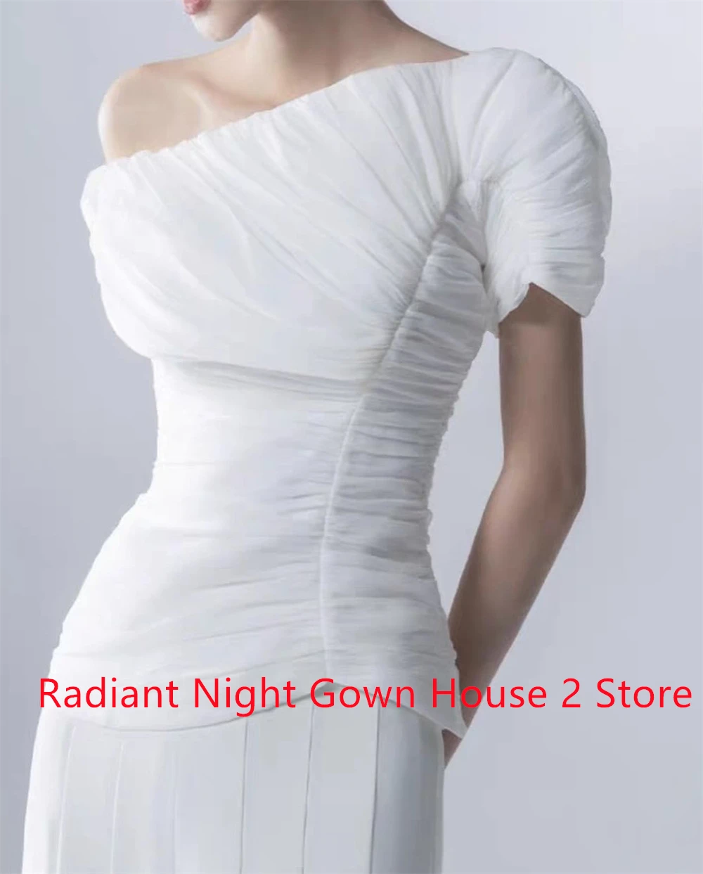 Customized  Temperament White Jersey Evening Dress High Quality Off the Shoulder One Shoulder Sleeveless Bespoke Occasi image 5