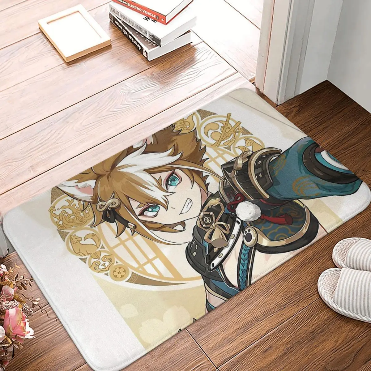 Genshin Impact Adventure Game Bedroom Mat Gorou Doormat Flannel Carpet Balcony Rug Home Decoration