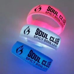 DDJOY-Impressão personalizada ID LED Wrist Band, Brilhando Light Up nas pulseiras escuras para eventos, Night Club