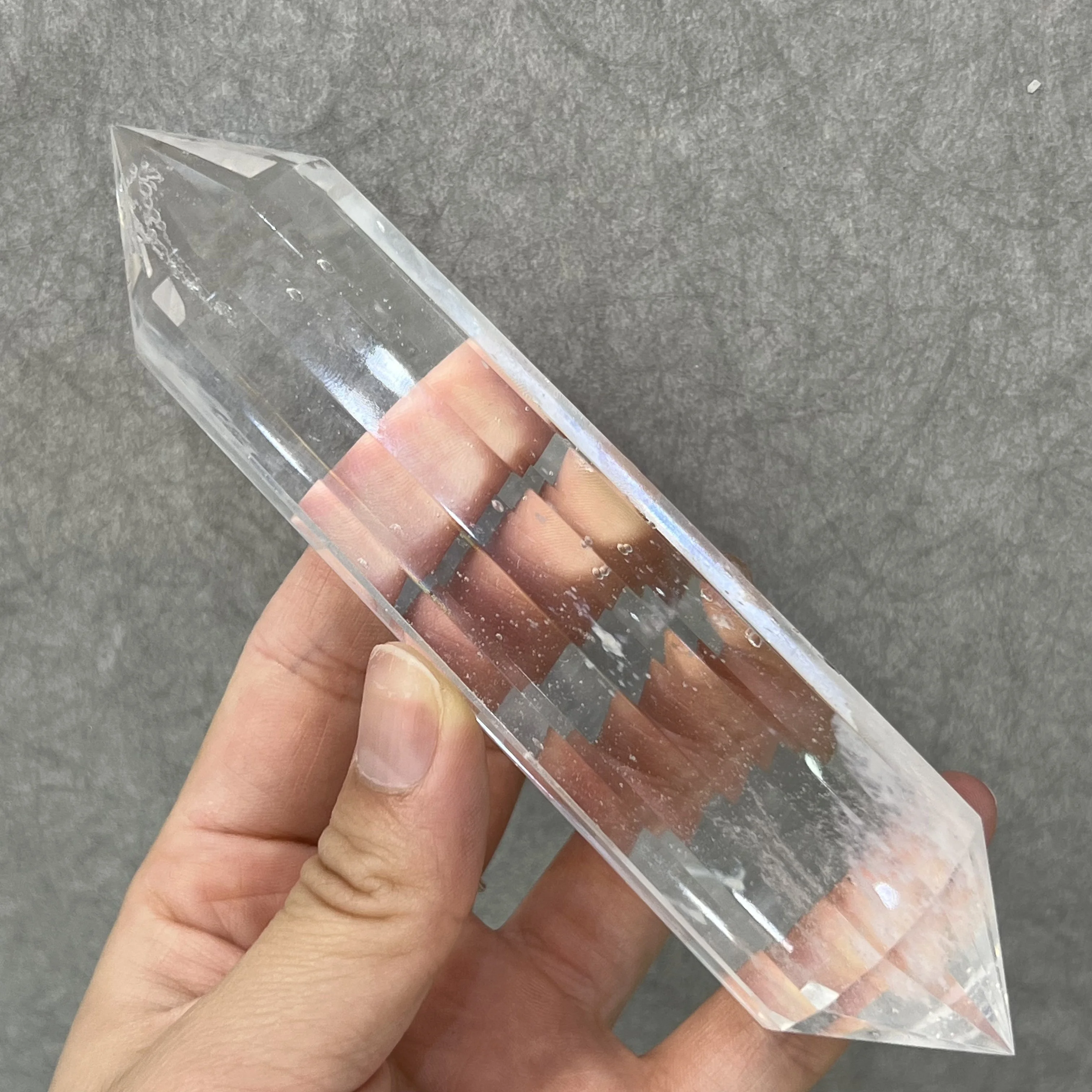 Smelting Stone Vogel Style Quartz Crystal Wand 12 Sided Double Point Wand Inspired Spiritual Reiki Healing Crystal