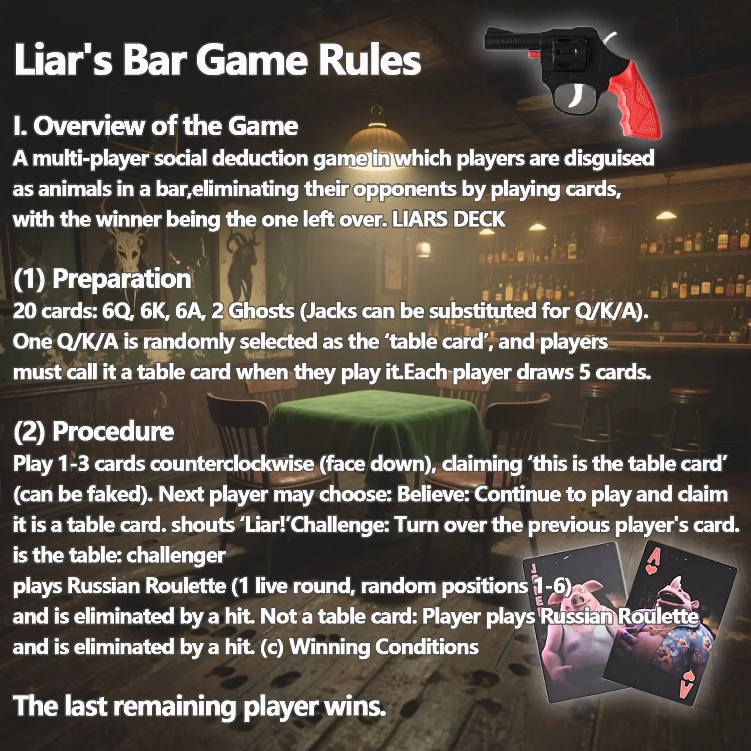 لعبة بطاقات الإستراتيجية الاجتماعية من Liar's Bar - 20 بطاقة بطاقات مصنوعة بخبر مع دعائم تحت عنوان لحفلات العطلات وملامب الأسرة #6