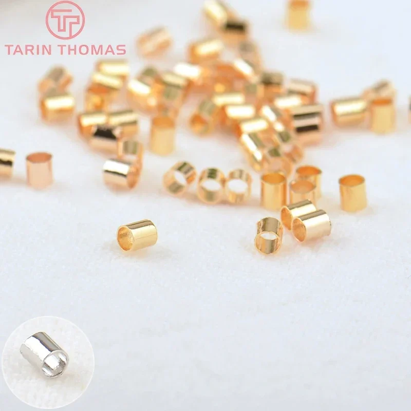 (3357)5g  1.5MM 2MM 2.5MM 24K Gold Color Brass Fasteners Clasps Crimp Tube End Beads High Quality Jewelry Findings