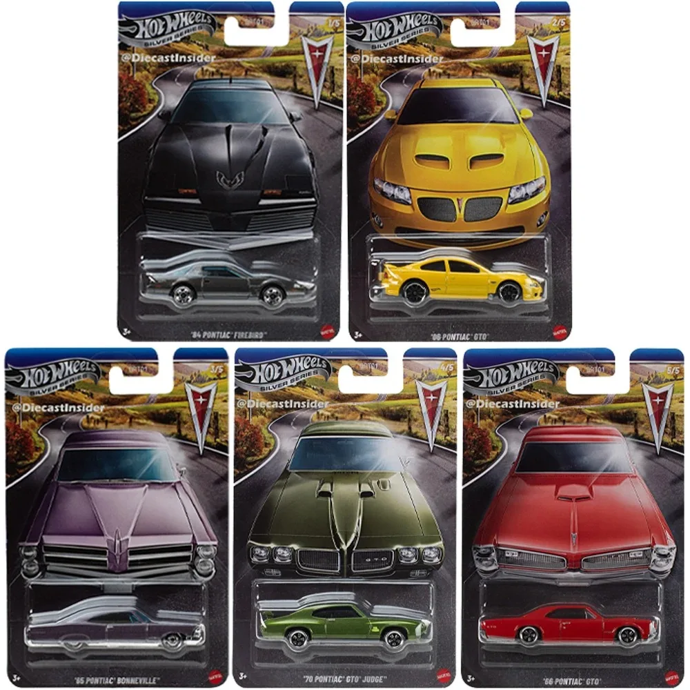 

Оригинальный автомобиль Hot Wheels Pontiac Silver Series, игрушки для мальчиков 1/64, литой под давлением Firebird GTO Bonneville, модели транспортных средств, подарок на день рождения