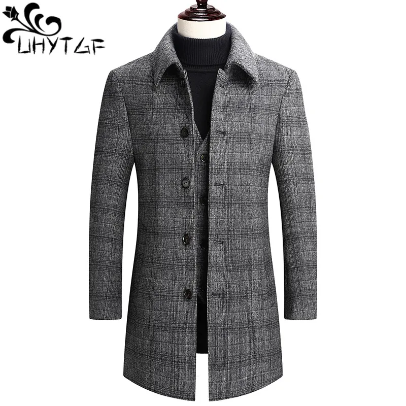 

UHYTGF New In Outerwear High End Wool Coat For Men Mid-Length Down Lnner Gall Casual Warm Winter Woolen Jacket Male Clothing 244